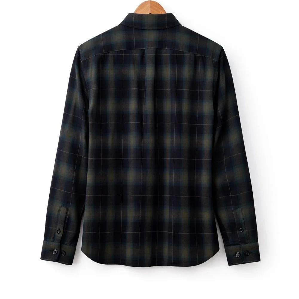 Banana Republic Plaid Flannel Shirt M Relaxed Fit Blue Green Cotton